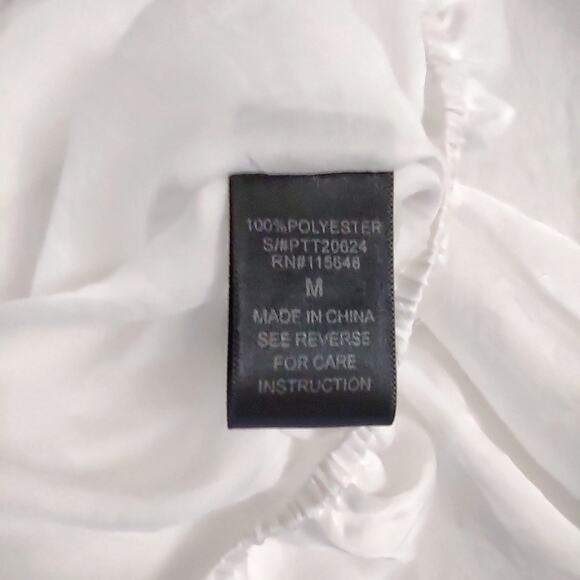 White Ponch Style Blouse by BLACK Boho Top w/ Silver Beads Goddess Festival Sz M - Picture 8 of 9